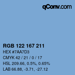 颜色代码: RGB 122 167 211 | qconv.com