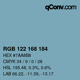 Color code: RGB 122 168 184 | qconv.com