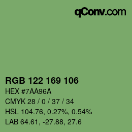 Farbcode: RGB 122 169 106 | qconv.com