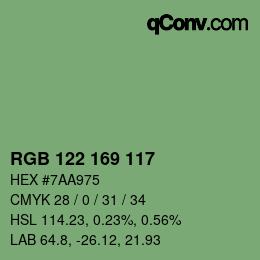 Código de color: RGB 122 169 117 | qconv.com