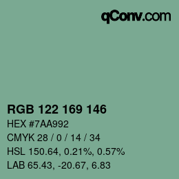 Color code: RGB 122 169 146 | qconv.com