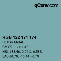 颜色代码: RGB 122 171 174 | qconv.com