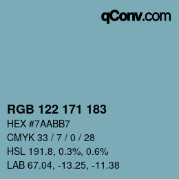 Color code: RGB 122 171 183 | qconv.com