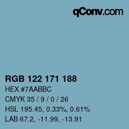 Color code: RGB 122 171 188 | qconv.com