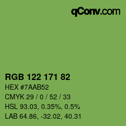 Color code: RGB 122 171 82 | qconv.com