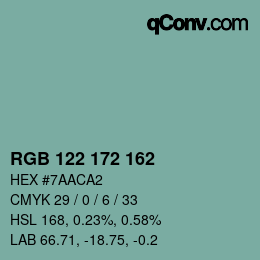 Color code: RGB 122 172 162 | qconv.com