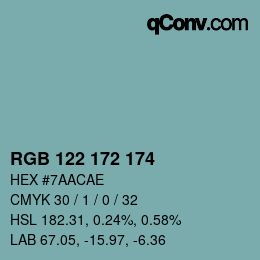 Farbcode: RGB 122 172 174 | qconv.com