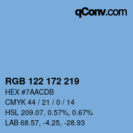 Color code: RGB 122 172 219 | qconv.com