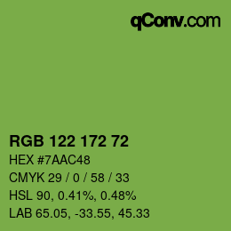 Color code: RGB 122 172 72 | qconv.com