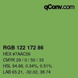 Color code: RGB 122 172 86 | qconv.com
