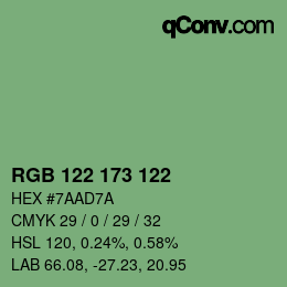 カラーコード: RGB 122 173 122 | qconv.com