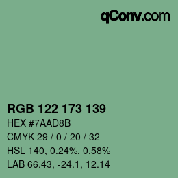 Color code: RGB 122 173 139 | qconv.com