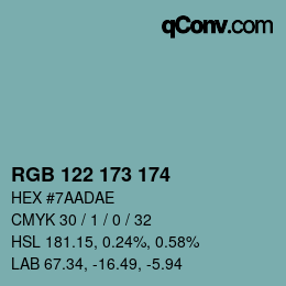 Código de color: RGB 122 173 174 | qconv.com