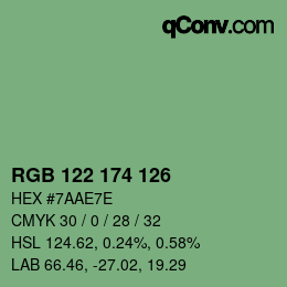 Código de color: RGB 122 174 126 | qconv.com