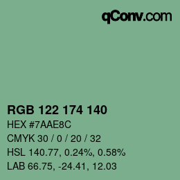 カラーコード: RGB 122 174 140 | qconv.com