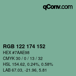 カラーコード: RGB 122 174 152 | qconv.com