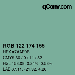 Código de color: RGB 122 174 155 | qconv.com