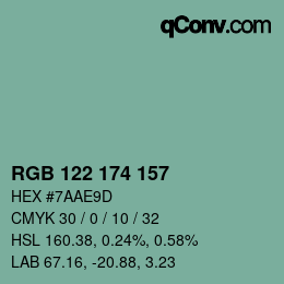 Farbcode: RGB 122 174 157 | qconv.com
