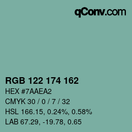 Color code: RGB 122 174 162 | qconv.com