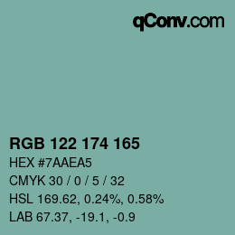 Código de color: RGB 122 174 165 | qconv.com