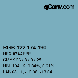 Color code: RGB 122 174 190 | qconv.com