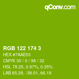 カラーコード: RGB 122 174 3 | qconv.com