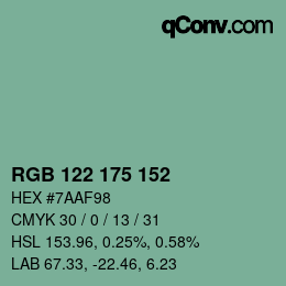 Color code: RGB 122 175 152 | qconv.com