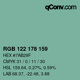 Color code: RGB 122 178 159 | qconv.com