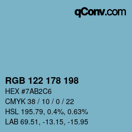 Color code: RGB 122 178 198 | qconv.com