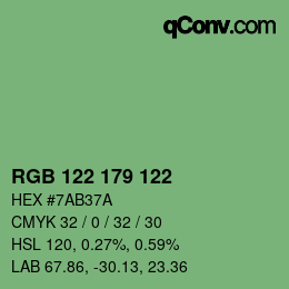 颜色代码: RGB 122 179 122 | qconv.com