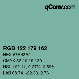 Código de color: RGB 122 179 162 | qconv.com