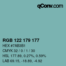 Código de color: RGB 122 179 177 | qconv.com