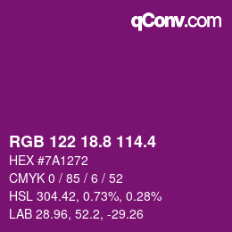 カラーコード: RGB 122 18.8 114.4 | qconv.com