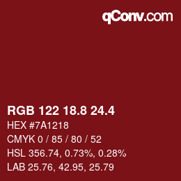 カラーコード: RGB 122 18.8 24.4 | qconv.com