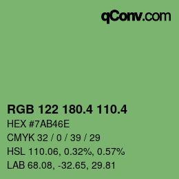 カラーコード: RGB 122 180.4 110.4 | qconv.com