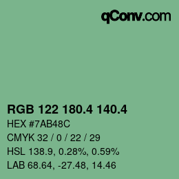 カラーコード: RGB 122 180.4 140.4 | qconv.com