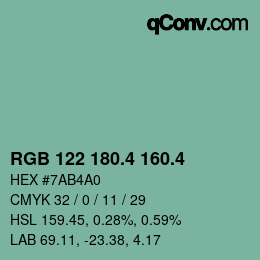 カラーコード: RGB 122 180.4 160.4 | qconv.com