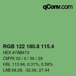 カラーコード: RGB 122 180.8 115.4 | qconv.com