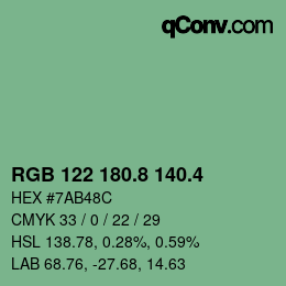 カラーコード: RGB 122 180.8 140.4 | qconv.com