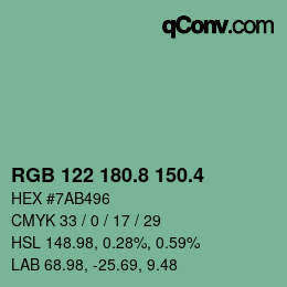 カラーコード: RGB 122 180.8 150.4 | qconv.com