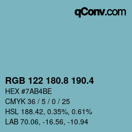 カラーコード: RGB 122 180.8 190.4 | qconv.com