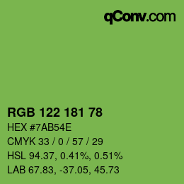 Color code: RGB 122 181 78 | qconv.com