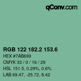 カラーコード: RGB 122 182.2 153.6 | qconv.com