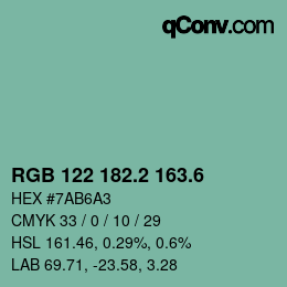 カラーコード: RGB 122 182.2 163.6 | qconv.com