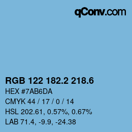 カラーコード: RGB 122 182.2 218.6 | qconv.com
