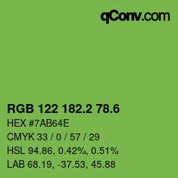 カラーコード: RGB 122 182.2 78.6 | qconv.com