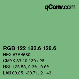 カラーコード: RGB 122 182.6 128.6 | qconv.com