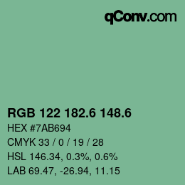 カラーコード: RGB 122 182.6 148.6 | qconv.com