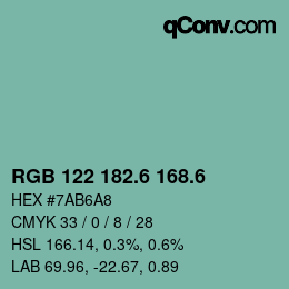 カラーコード: RGB 122 182.6 168.6 | qconv.com