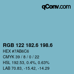 カラーコード: RGB 122 182.6 198.6 | qconv.com